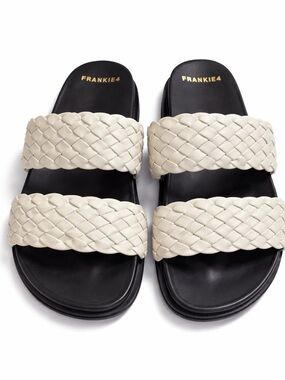 Frankie4 Bone Weave Braided Double-Strap Slide Sandals NWT $450
